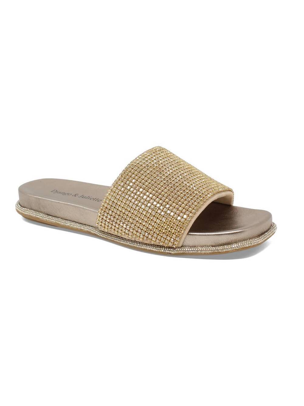 NEW DJANGO & JULIETTE women's yatin slippers in champagne leather-jewels